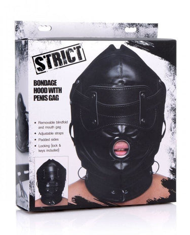 Padded Bondage Hood & D-Ring Collar with Removable Penis Gag & Mask Hoods & Masks Strict (ABS PRO)